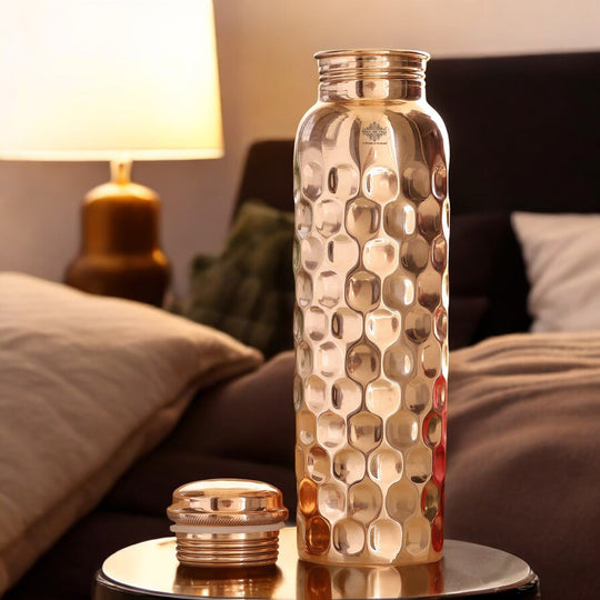 Mirror Shine Diamond Design Copper Bottle, 30oz/900 ML