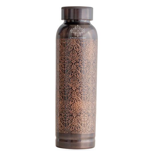 Antique Embossed Design Copper Water Bottle, 30oz/900 ML