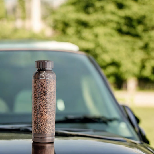 Antique Embossed Design Copper Water Bottle, 30oz/900 ML