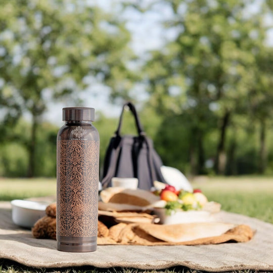 Antique Embossed Design Copper Water Bottle, 30oz/900 ML