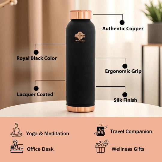 Pure Copper Water Bottle with Soft Silk  Finish Color
 30oz/900 ML