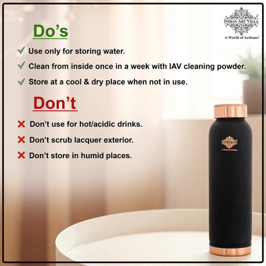 Pure Copper Water Bottle with Soft Silk  Finish Color
 30oz/900 ML
