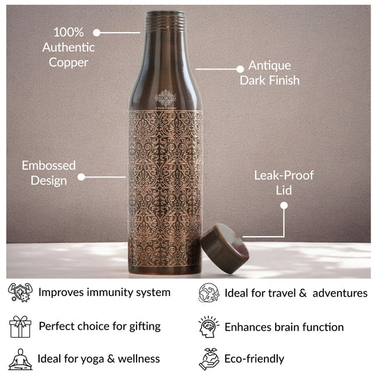 Copper Antique Dark Embossed Bottle