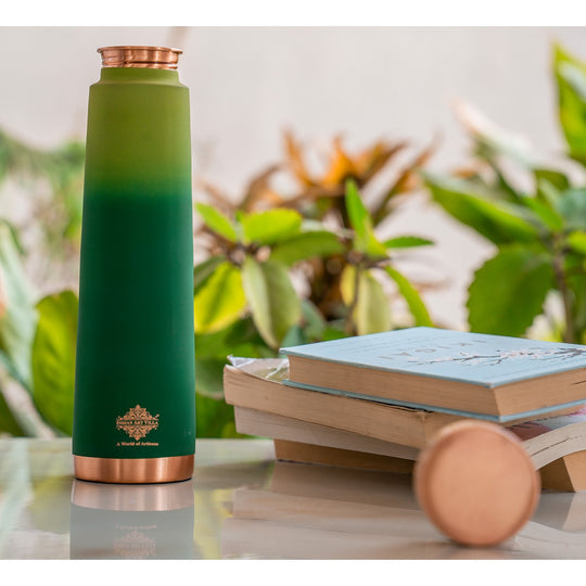 Pure Copper water Bottle With Pyramid Silk Design 27oz/800 ML