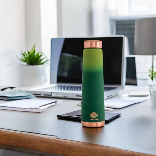 Pure Copper water Bottle With Pyramid Silk Design 27oz/800 ML