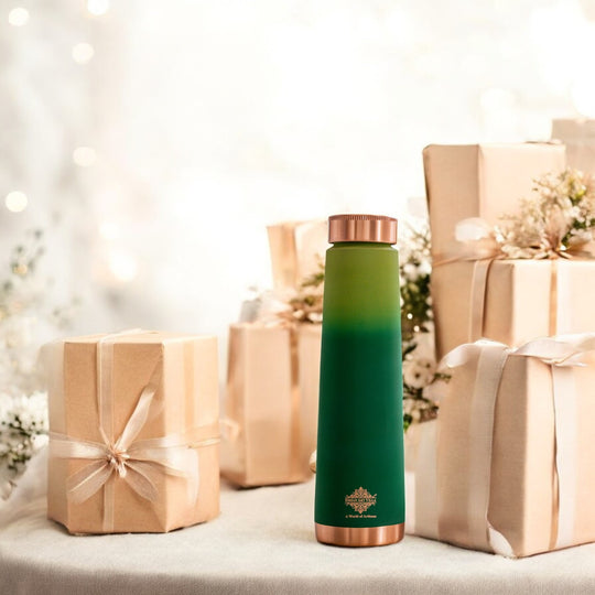Pure Copper water Bottle With Pyramid Silk Design 27oz/800 ML