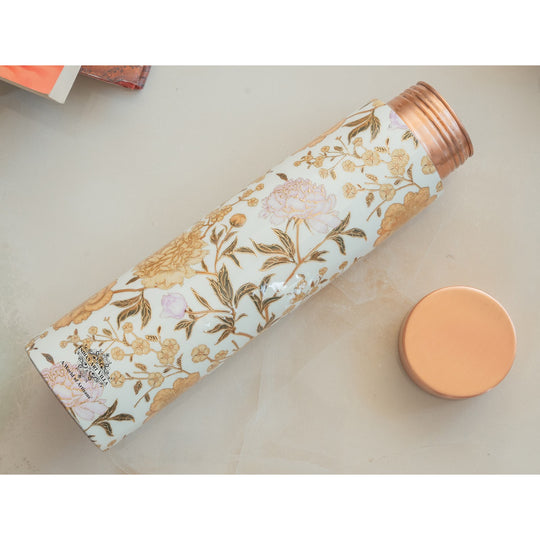 Gold Print Copper Water Bottle, 27oz/800 ML