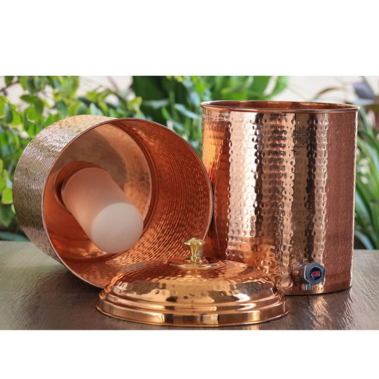 Hammered Copper Filter Water Dispenser Pot with Double Filter