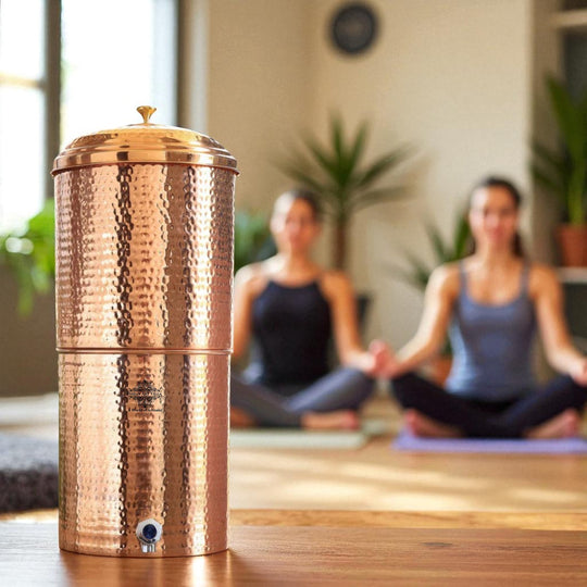 Hammered Copper Filter Water Dispenser Pot with Double Filter