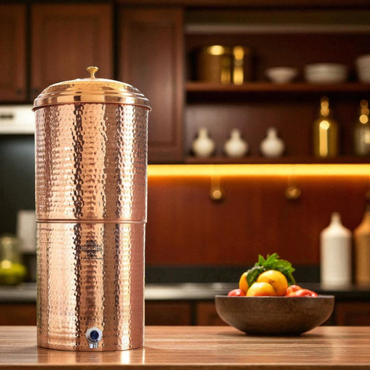 Hammered Copper Filter Water Dispenser Pot with Double Filter