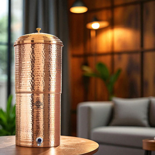 Hammered Copper Filter Water Dispenser Pot with Double Filter