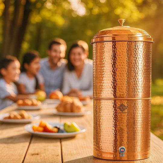 Hammered Copper Filter Water Dispenser Pot with Double Filter