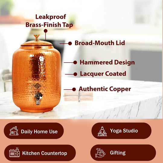 Copper Water Pot With Hammered Design