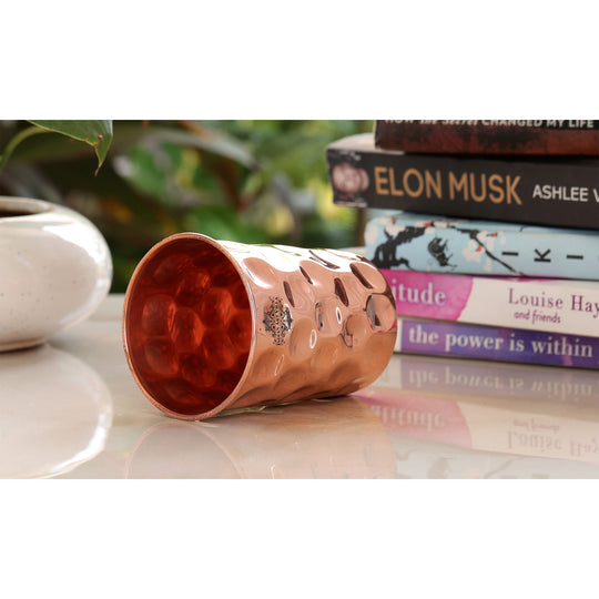 Diamond Hammered Copper Drinking Glass With 2 & 4 Sets, 9oz/275 ML