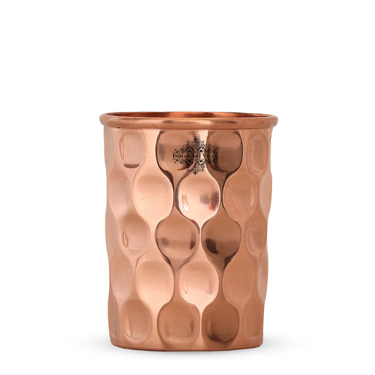 Diamond Hammered Copper Drinking Glass With 2 & 4 Sets, 9oz/275 ML