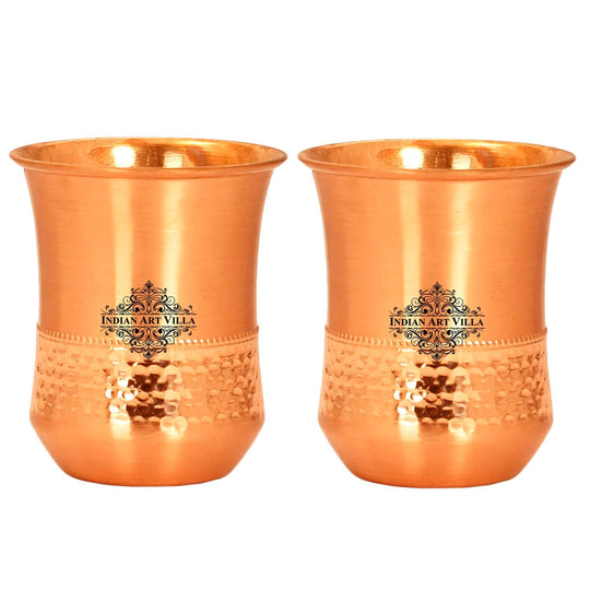 Hammered & Smooth Design Copper Tumbler With 2 & 4 Sets, 10oz/300 ML