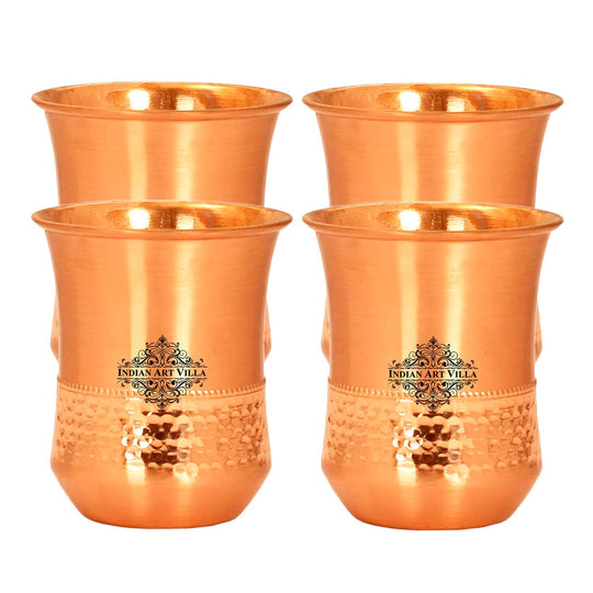 Hammered & Smooth Design Copper Tumbler With 2 & 4 Sets, 10oz/300 ML