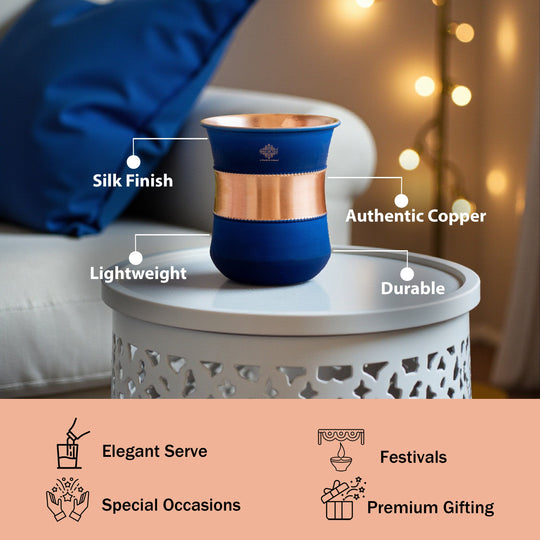 Copper Half Silk Finish Red Ombre Coloured Glass, 300 ML/10 OZ