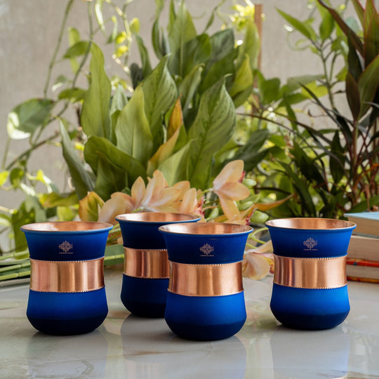 Copper Half Silk Finish Red Ombre Coloured Glass, 300 ML/10 OZ