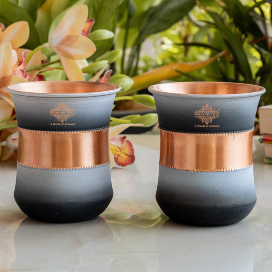 Copper Half Silk Finish Red Ombre Coloured Glass, 300 ML/10 OZ