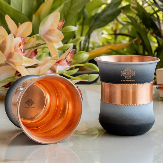 Copper Half Silk Finish Red Ombre Coloured Glass, 300 ML/10 OZ