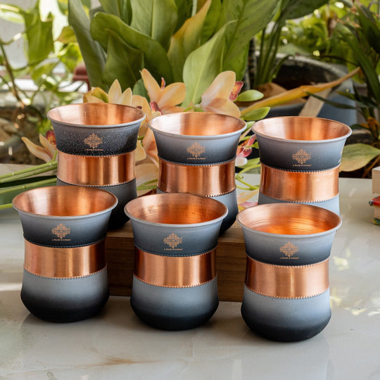 Copper Half Silk Finish Red Ombre Coloured Glass, 300 ML/10 OZ