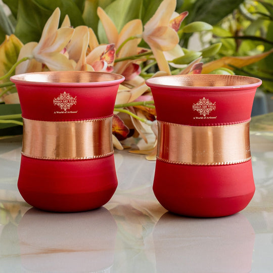 Copper Half Silk Finish Red Ombre Coloured Glass, 300 ML/10 OZ