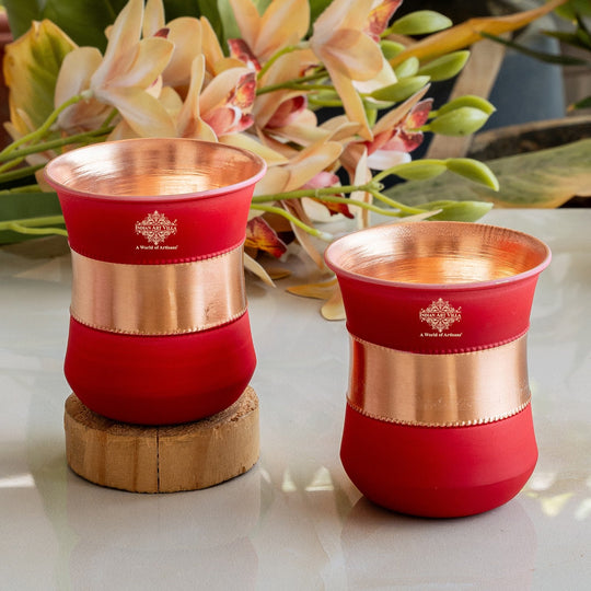 Copper Half Silk Finish Red Ombre Coloured Glass, 300 ML/10 OZ