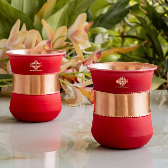 Copper Half Silk Finish Red Ombre Coloured Glass, 300 ML/10 OZ