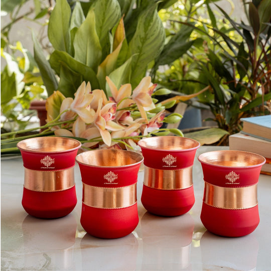 Copper Half Silk Finish Red Ombre Coloured Glass, 300 ML/10 OZ