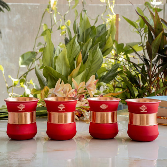 Copper Half Silk Finish Red Ombre Coloured Glass, 300 ML/10 OZ