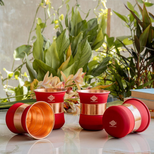 Copper Half Silk Finish Red Ombre Coloured Glass, 300 ML/10 OZ