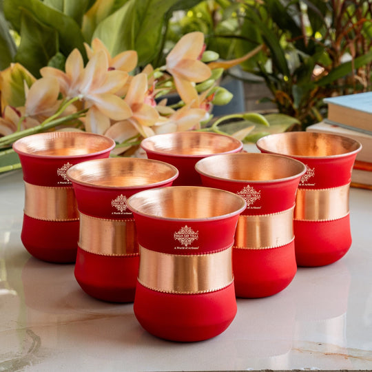 Copper Half Silk Finish Red Ombre Coloured Glass, 300 ML/10 OZ