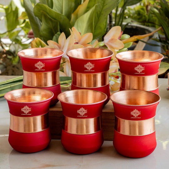 Copper Half Silk Finish Red Ombre Coloured Glass, 300 ML/10 OZ