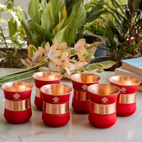 Copper Half Silk Finish Red Ombre Coloured Glass, 300 ML/10 OZ