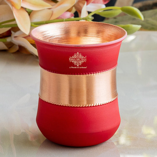 Copper Half Silk Finish Red Ombre Coloured Glass, 300 ML/10 OZ