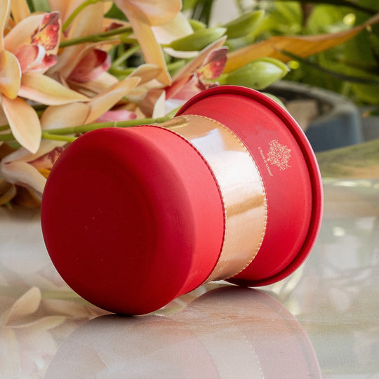 Copper Half Silk Finish Red Ombre Coloured Glass, 300 ML/10 OZ