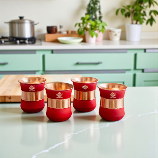 Copper Half Silk Finish Red Ombre Coloured Glass, 300 ML/10 OZ
