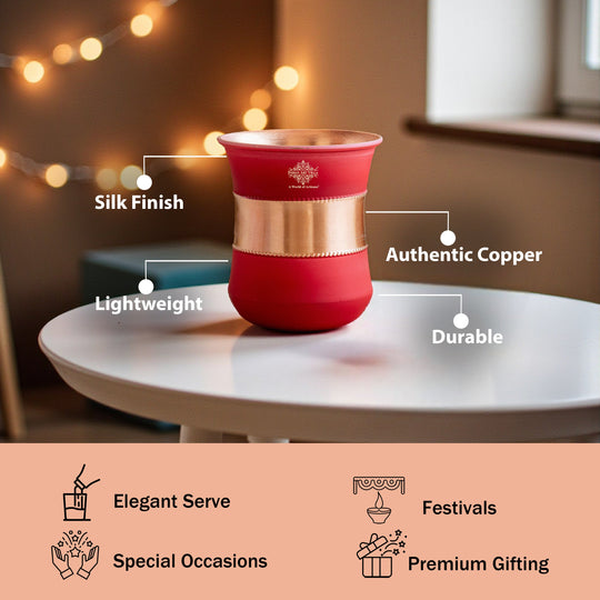 Copper Half Silk Finish Red Ombre Coloured Glass, 300 ML/10 OZ