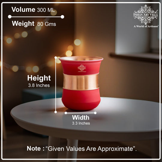 Copper Half Silk Finish Red Ombre Coloured Glass, 300 ML/10 OZ