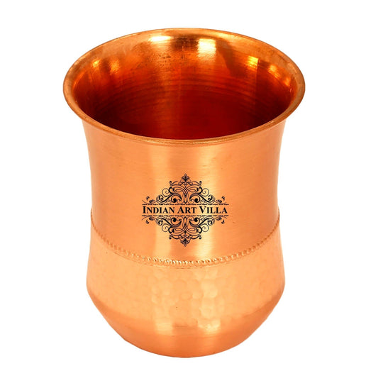 Hammered & Smooth Design Copper Tumbler With 2 & 4 Sets, 10oz/300 ML