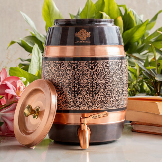 Pure Copper Embossed Design Water Pot