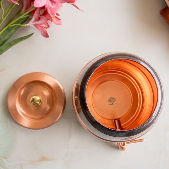 Pure Copper Embossed Design Water Pot