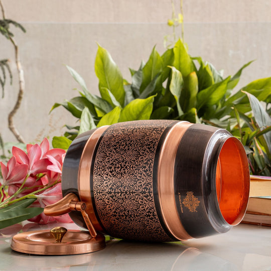 Pure Copper Embossed Design Water Pot