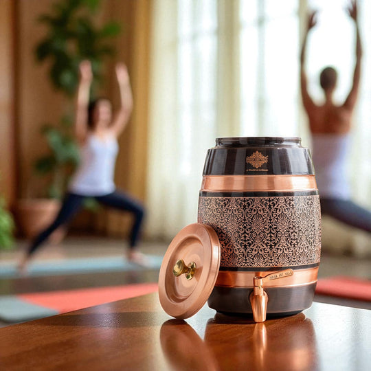 Pure Copper Embossed Design Water Pot