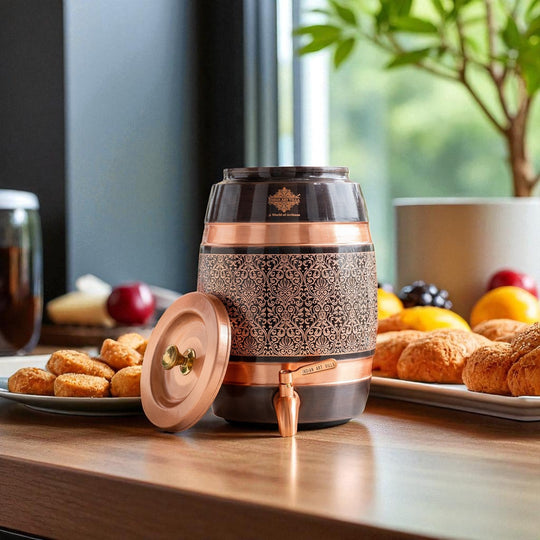 Pure Copper Embossed Design Water Pot