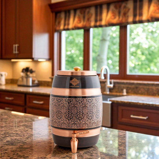 Pure Copper Embossed Design Water Pot