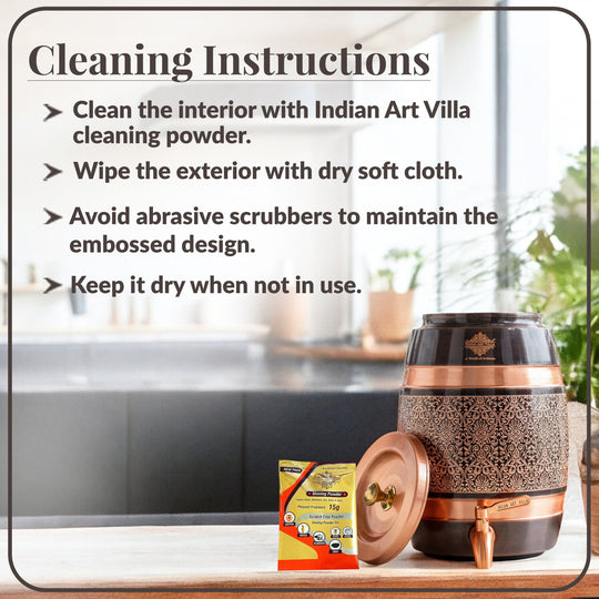 Pure Copper Embossed Design Water Pot