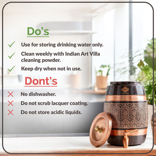 Pure Copper Embossed Design Water Pot