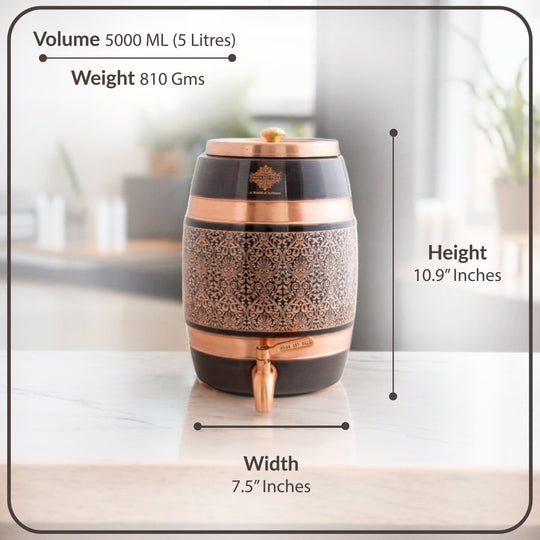 Pure Copper Embossed Design Water Pot